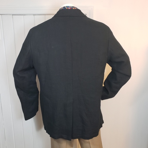 Mens Ralph Lauren Black Linen Blazer Jacket Sz L - Picture 4 of 7